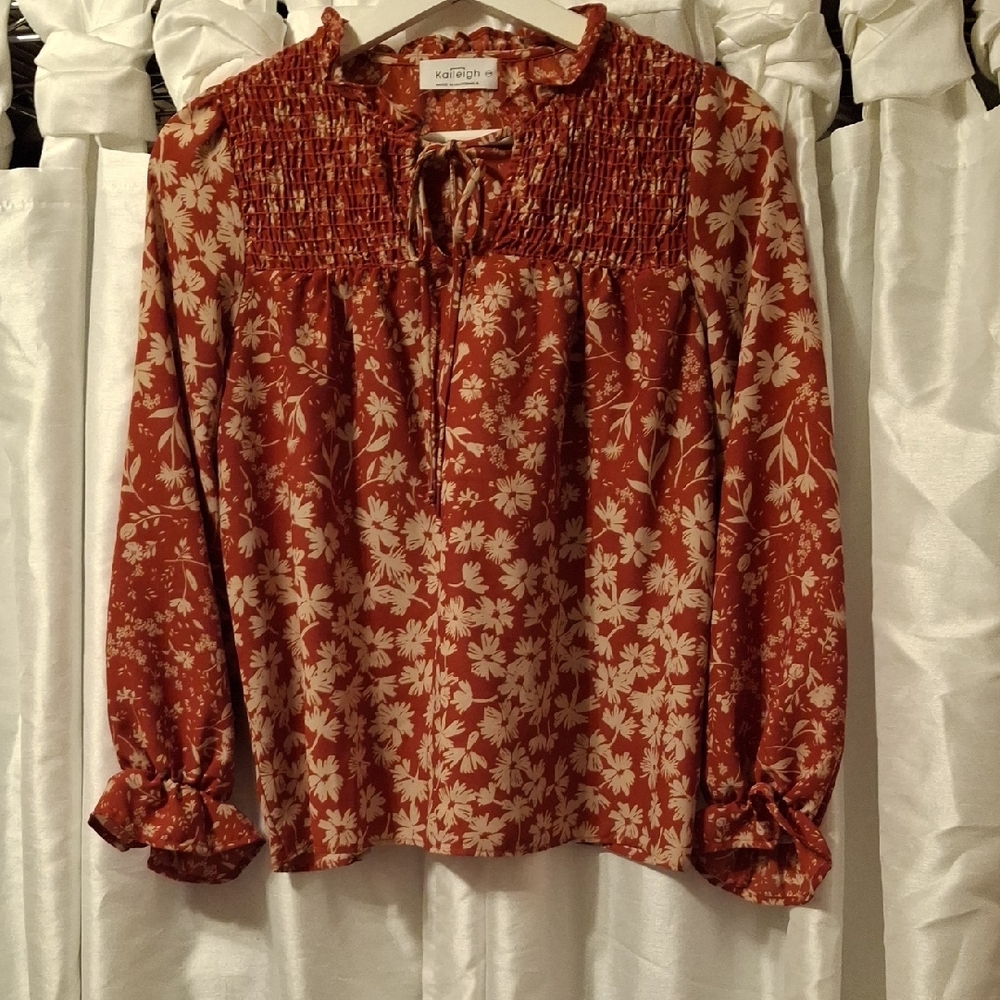 Kaileigh Rust Floral Blouse XSP